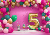 Pink 5Th Birthday Photography Backdrop GBSX-99846