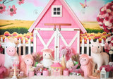 Pink Farm Barn Photography Backdrop GBSX-99854