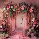 Allenjoy Pink Floral Arch Photography Backdrop GBSX-00009
