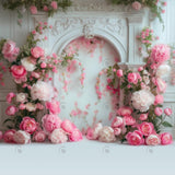 Allenjoy Pink Floral Arch Photography Backdrop GBSX-00030
