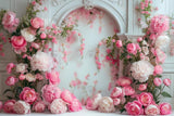 Allenjoy Pink Floral Arch Photography Backdrop GBSX-00030