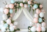 Allenjoy Pink Floral Balloon Photography Backdrop Gbsx-00407