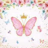 Allenjoy Pink Floral Butterfly Photography Backdrop Gbsx-00495