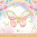 Allenjoy Pink Flower Butterfly Photography Backdrop Gbsx-00501