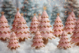 Allenjoy Pink Gingerbread Tree Farm Photography Backdrop GBSX-00034