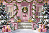 Pink Holiday Door Photography Backdrop GBSX-99860