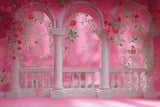 Allenjoy Pink Princess Arched Floral Balcony Photography Backdrop Gbsx-01370