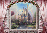 Allenjoy Pink Princess Window Castle Photography Backdrop Gbsx-00698