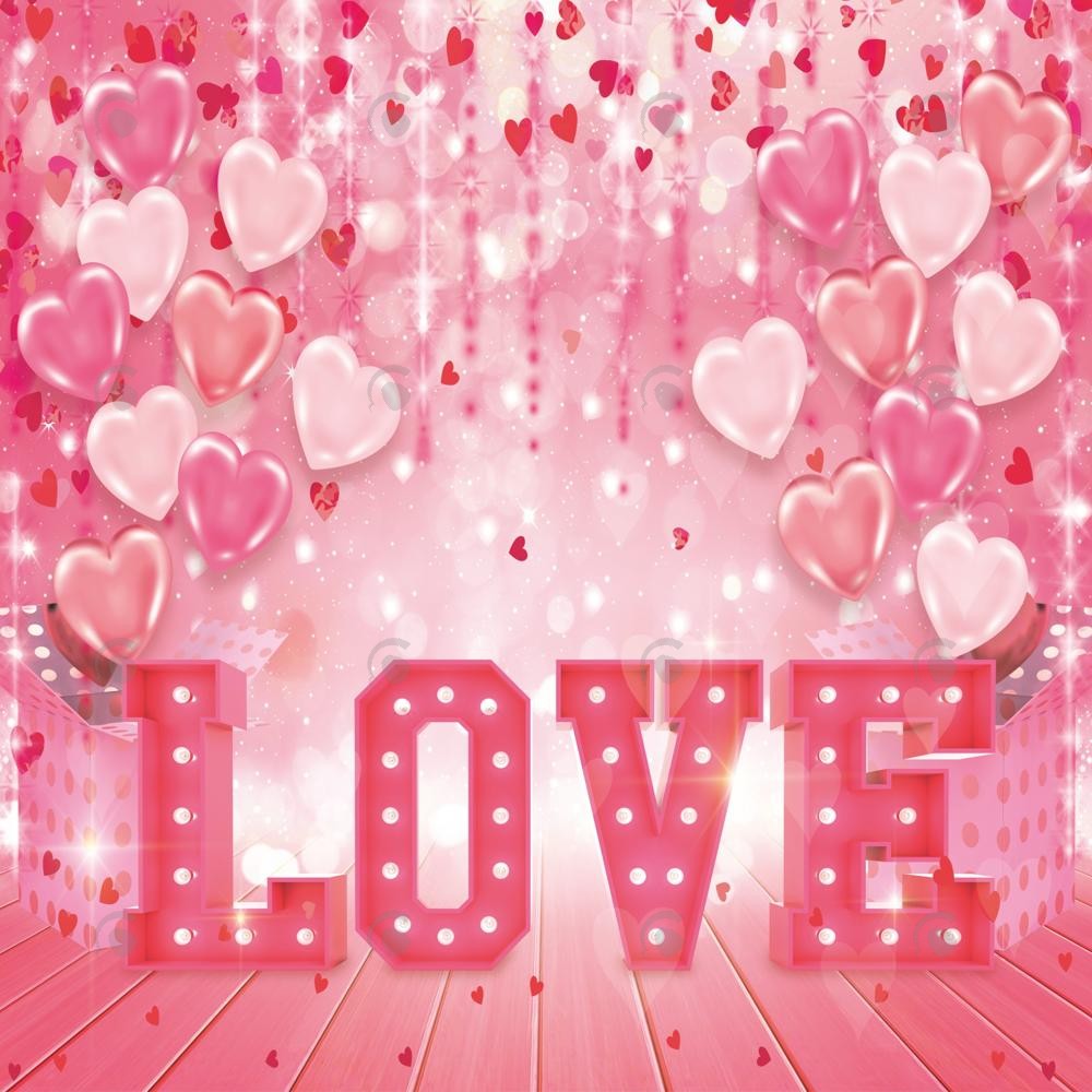 Allenjoy Pink Valentine Love Heart Balloons Photography Backdrop Gbsx-01269