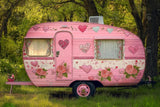 Allenjoy Pink Vintage Camper Photography Backdrop Gbsx-01396