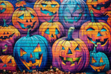 Allenjoy Pumpkin Lantern Graffiti Wall Photography Backdrop Gbsx-00566