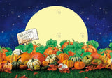 Pumpkins Field Moon Night Photography Backdrop GBSX-99871