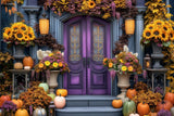 Allenjoy Purple Autumn Door Photography Backdrop Gbsx-00803