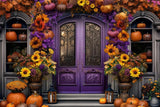 Allenjoy Purple Autumn Door Photography Backdrop Gbsx-00804