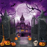 Allenjoy Purple Halloween Haunted House Photography Backdrop GBSX-00178