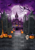 Allenjoy Purple Halloween Haunted House Photography Backdrop GBSX-00178