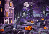 Allenjoy Purple Halloween Night Cemetery Photography Backdrop GBSX-00163