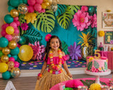 Tropical Paper Leaves & Flowers Backdrop