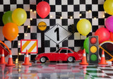 Race Car Cake Smash Photography Backdrop GBSX-99873