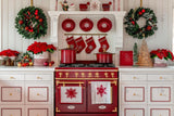Allenjoy Red And White Christmas Kitchen Photography Backdrop Gbsx-00912