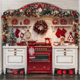 Allenjoy Red And White Christmas Kitchen Photography Backdrop Gbsx-00913