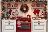 Allenjoy Red And White Christmas Kitchen Photography Backdrop Gbsx-00913