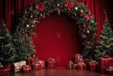 Allenjoy Red Christmas Archway Curtain Photography Backdrop Gbsx-01111