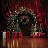 Allenjoy Red Christmas Archway Curtain Photography Backdrop Gbsx-01112