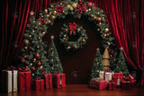 Allenjoy Red Christmas Archway Curtain Photography Backdrop Gbsx-01112