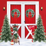 Allenjoy Red Christmas Barn Door Photography Backdrop GBSX-00042