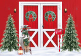 Allenjoy Red Christmas Barn Door Photography Backdrop GBSX-00042