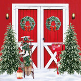 Red Christmas Barn Photography Backdrop GBSX-99880