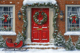 Allenjoy Red Christmas Door Photography Backdrop Gbsx-01187