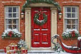 Allenjoy Red Christmas Door Photography Backdrop Gbsx-01188