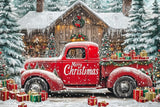 Allenjoy Red Christmas Truck Photography Backdrop Gbsx-01153