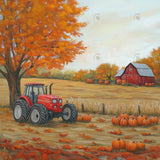 Allenjoy Red Tractor On The Autumn Farm Photography Backdrop Gbsx-01171
