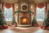 Allenjoy Regal Christmas Fireplace Photography Backdrop Gbsx-01014