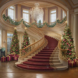 Allenjoy Regal Christmas Staircase Photography Backdrop Gbsx-00192