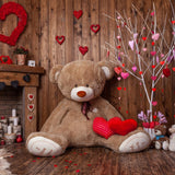 Allenjoy Romantic Valentine Room Fireplace Teddy Bear Photography Backdrop Gbsx-01233