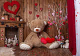 Allenjoy Romantic Valentine Room Fireplace Teddy Bear Photography Backdrop Gbsx-01233