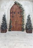 Allenjoy Rustic Christmas Door Photography Backdrop Gbsx-00538