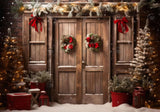 Christmas Wooden Doors Backdrop