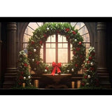 Allenjoy Christmas Wreath Photography Backdrop Xmas Trees Decor Ornaments Photoshoot Background