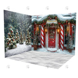 Allenjoy Santa Village Candy Shop Room Set Backdrop GBSX-00021&GBSX-99890&GBSX-99970