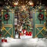 Santa Village Reindeer Barn Photography Backdrop GBSX-99891