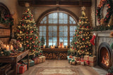 Allenjoy Santa Winter Cabin Photography Backdrop Gbsx-00199