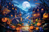 Allenjoy Scary Halloween Village Night Photography Backdrop Gbsx-00616