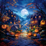 Allenjoy Scary Halloween Village Night Photography Backdrop Gbsx-00618