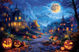 Allenjoy Scary Halloween Village Night Photography Backdrop Gbsx-00617