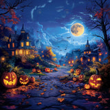 Allenjoy Scary Halloween Village Night Photography Backdrop Gbsx-00619